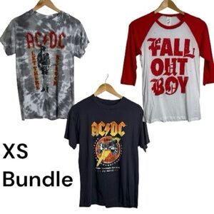 AC/DC Let There Be Rock Tie Dye Cotton Women’s Graphic T-Shirt Fall Out Boy XS